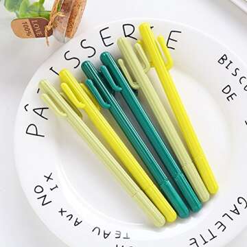 Cute Cactus Black Gel Ink Ballpoint Writing Pens, 12 pcs