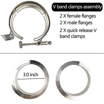 GaeaAuto 2 Pack 3 Inch Quick Release V Band Clamp with Flanges in 304 Stainless Steel