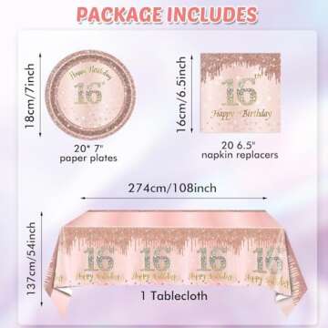 16th Birthday Decorations for Girls Rose Gold Sweet 16 Birthday Party Decoration for Her 16th Happy ...