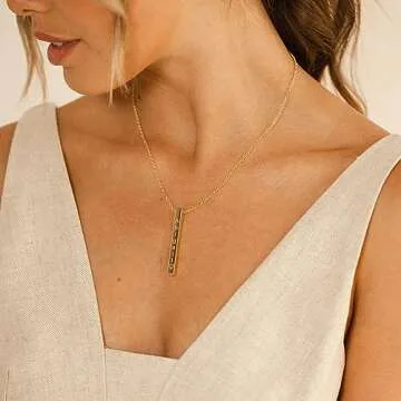 Custom Vertical Necklace for Women - Personalized Jewelry Gift - Elegant Gold Bar Necklace - Unique ...