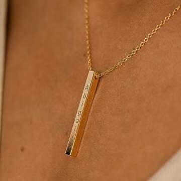 Custom Vertical Necklace for Women - Personalized Necklace gift with Name - Gold Bar Necklace - Elegant Personalized Jewelry - Custom Name Necklace - Perfect Unique Gifts