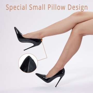 GENSHUO Women's 4.7 Inch Pumps Pointy Closed Toe Stiletto Sexy High Heels Slip on Porm Party Wedding Dress Shoes All Black Size 7