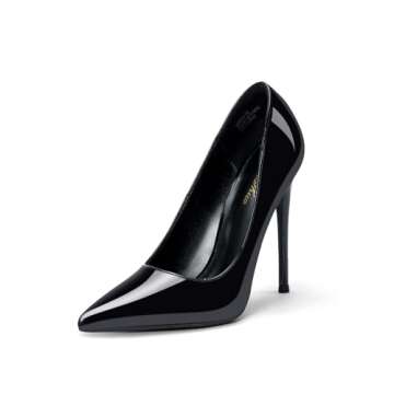 GENSHUO Women's 4.7 Inch Pumps Pointy Closed Toe Stiletto Sexy High Heels Slip on Porm Party Wedding Dress Shoes All Black Size 7