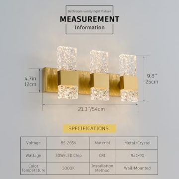 Stunning OYLYW Gold LED Bathroom Vanity Light Fixture