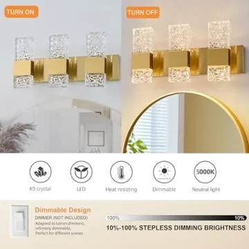 Stunning OYLYW Gold LED Bathroom Vanity Light Fixture