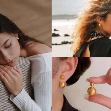 Stylish Douable Ball Stud Earrings for Women