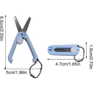 Blue Folding Scissors Safe Portable Travel Scissors Foldable Telescopic Cutter Pocket Mini Scissor w...