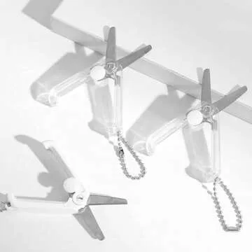 Blue Folding Scissors Safe Portable Travel Scissors Foldable Telescopic Cutter Pocket Mini Scissor with Keychain for Cutting, Scrapbooking, Crafting, Sewing,Cutting Tools, Craft Supplies