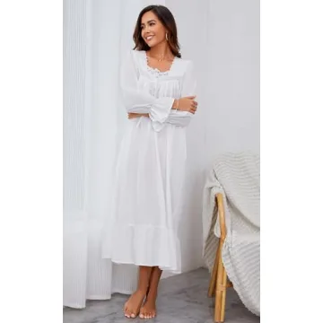 Elegant AVIIER Cotton Nightgown For Women with Pockets