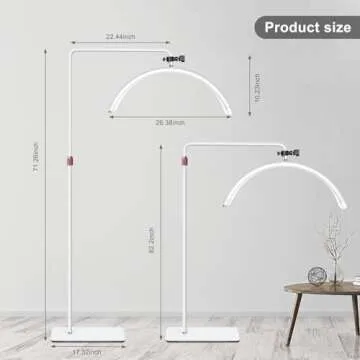 Eyelash Lamp - Dimmable LED Floor Lamp Lash Light For Eyelash Extensions, Esthetician, Eyebrow Technician, Tattoo Artists - Rotating Half-Moon Head, Shadowless Lighting, Adjustable Brightness. (White)