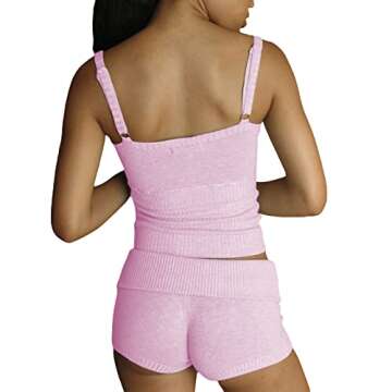 Multitrust Women Two Piece Matching Sets Knit Lounge Set Y2K Crop Tops and High Waist Shorts Summer ...