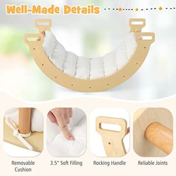 Costzon Wooden Arch Rocker 3-in-1 Climbing Toy for Kids