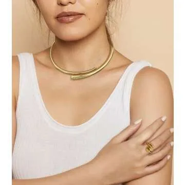 WOWORAMA Chunky Gold Cuff Choker Necklace for Women