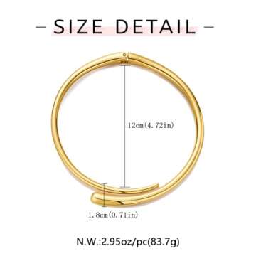 WOWORAMA Chunky Gold Cuff Choker Necklace for Women Teardrop Choker Collar Necklace Spring Open Cuff Necklace Statement Metal Collar Choker Necklace