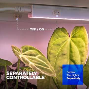 Barrina Grow Lights for Indoor Plants, Full Spectrum Sunlight, 1ft Plant Light for Indoor Growing, LED Grow Light Bulbs, T5 Grow Light Strip, Plug and Play, Pinkish White, 8-Pack