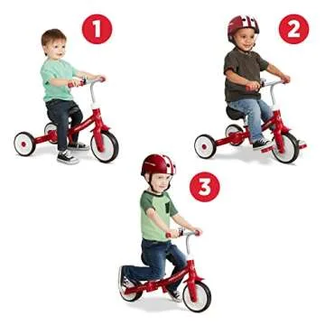 Radio Flyer Triple Play Trike, Toddler Tricycle, Balance Bike and Ride-On, Ages 1-3, Large, Red