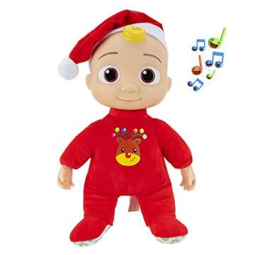 Cocomelon Musical Deck The Halls JJ Doll - Includes JJ Roto Doll with Santa Hat - Festive Doll with Activated Sounds- Toys for Preschoolers