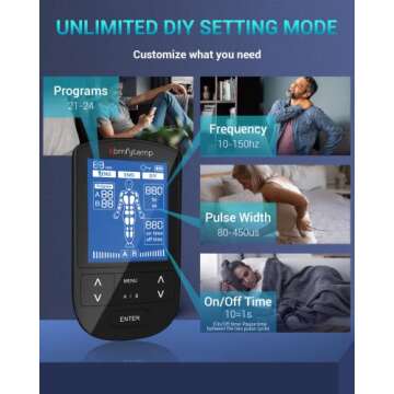 Comfytemp TENS Unit Muscle Stimulator for Pain Relief Therapy, FSA HSA Eligible TENS Machine with 24 Modes and DIY, Dual Channel EMS Unit, Pulse Muscle Massager for Back, Shoulder, Sciatica, Knee