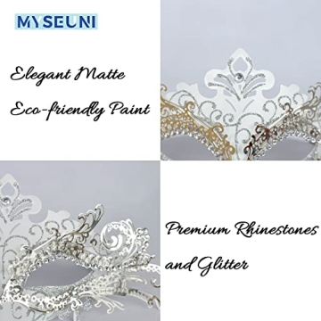 MYSEUNI Masquerade Masks Couples Elegant Rhinestones