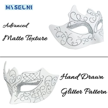 MYSEUNI Masquerade Masks Couples Elegant Rhinestones