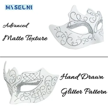 MYSEUNI Masquerade Masks Couples Elegant Rhinestones
