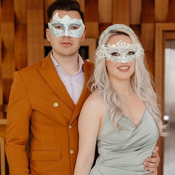 MYSEUNI Masquerade Masks Couples Elegant Rhinestones