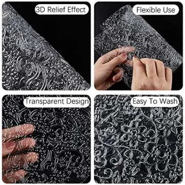 Ocmoiy 6 Pack Fondant Texture Sheets Floral Cake Impression Mats Rose Vine Lace Fondant Embossing Molds for Cookie, Chocolate, Gum Paste, Wedding Cake