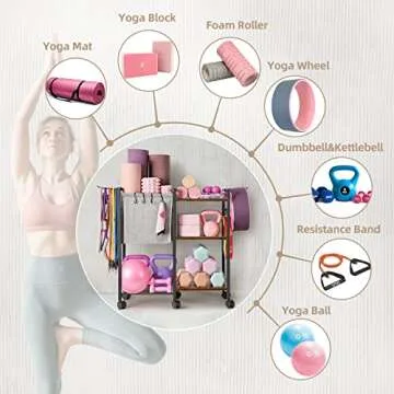 Yoga Mat Storage Rack Home Gym Equipment Storage Organizer Yoga Mat Holder for Yoga Mat Foam Roller ...