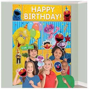 amscan Sesame Street Elmo Scene Setters Wall Banner Decorating Kit Birthday Party Supplies,Multicolo...