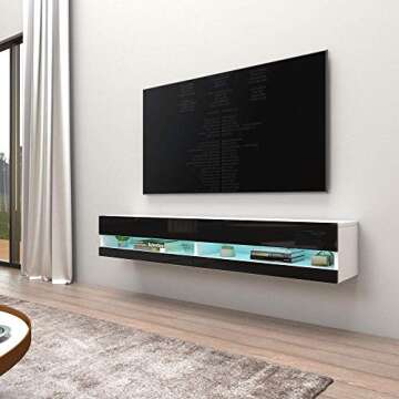 Meble Furniture Vigo New 180 TV Stand - Modern High Gloss TV Stand with Storage Cabinets and LED Lig...