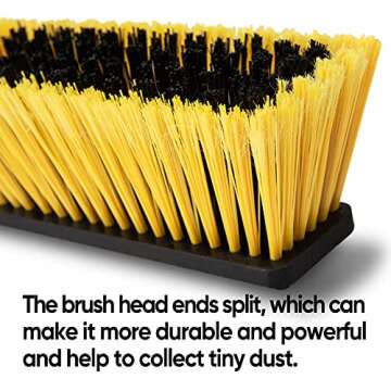 Yocada 24 inch Push Broom Brush 65.3 inch Long Handle Stiff Bristles Heavy-Duty Outdoor Commercial Broom for Cleaning Bathroom Kitchen Patio Garage Deck Concrete Wood Stone Tile Floor