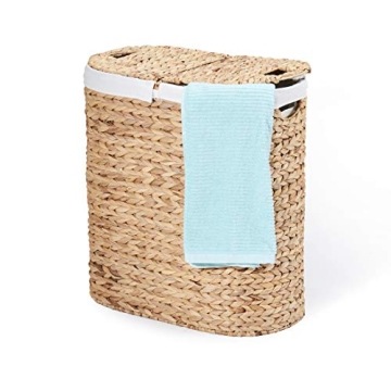 Seville Classics Premium Natural Handwoven Portable Laundry Bin Basket with Carrying Handles, Househ...