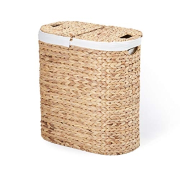 Elegant Handwoven Two-Compartment Laundry Hamper