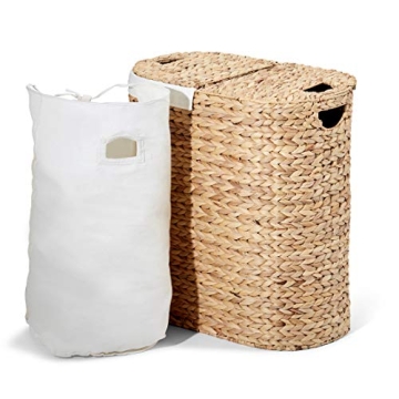 Elegant Handwoven Two-Compartment Laundry Hamper