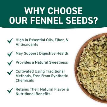 Fennel Seeds (397g/14oz) Tested for Quality | Gluten-Free & Raw Fennel Seed | Perfect for Cooking, Teas, Smoothies & Lattes | Bulk Whole Seeds in Resealable Zip Lock Pouch