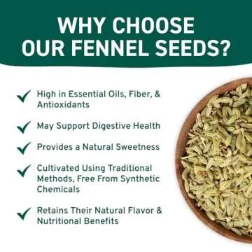 Fennel Seeds (397g/14oz) Tested for Quality | Gluten-Free & Raw Fennel Seed | Perfect for Cooking, Teas, Smoothies & Lattes | Bulk Whole Seeds in Resealable Zip Lock Pouch