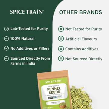 Fennel Seeds (397g/14oz) Tested for Quality | Gluten-Free & Raw Fennel Seed | Perfect for Cooking, Teas, Smoothies & Lattes | Bulk Whole Seeds in Resealable Zip Lock Pouch