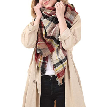 Century Star Women's Fashion Plaid Scarf Warm Tartan Shawl Wrap Soft Knit Large Blanket Scarves Pink...