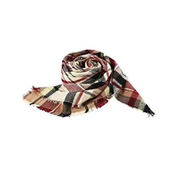 Century Star Women's Fashion Plaid Scarf Warm Tartan Shawl Wrap Soft Knit Large Blanket Scarves Pink One Size