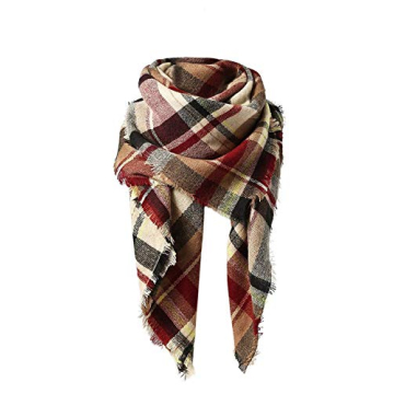 Century Star Women's Fashion Plaid Scarf Warm Tartan Shawl Wrap Soft Knit Large Blanket Scarves Pink One Size