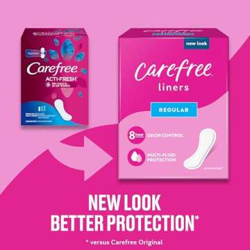 Carefree Panty Liners for Women, Regular, Unwrapped, Unscented, 120ct | All-Day Odor Control