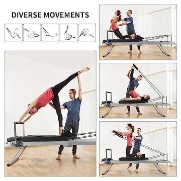 ZENOVA Pilates Reformer Foldable Pilates Machine & Equipment for Home Workout Cardio Fitness Rebounder Up to 300 lbs Weight Capacity