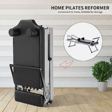 ZENOVA Pilates Reformer Foldable Pilates Machine & Equipment for Home Workout Cardio Fitness Rebounder Up to 300 lbs Weight Capacity