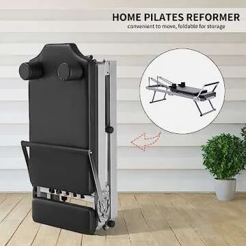 ZENOVA Pilates Reformer Foldable Pilates Machine & Equipment for Home Workout Cardio Fitness Rebounder Up to 300 lbs Weight Capacity