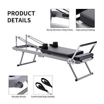 ZENOVA Pilates Reformer Foldable Pilates Machine & Equipment for Home Workout Cardio Fitness Rebounder Up to 300 lbs Weight Capacity