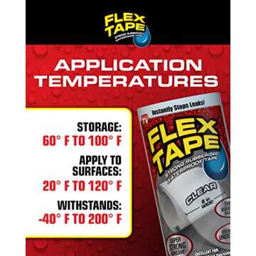 Flex Tape, MAX, 4 in x 25 ft, Clear, Original Thick Flexible Rubberized Waterproof Tape - Seal and Patch Leaks, Works Underwater, Indoor Outdoor Projects - Home RV Roof Plumbing and Pool Repairs