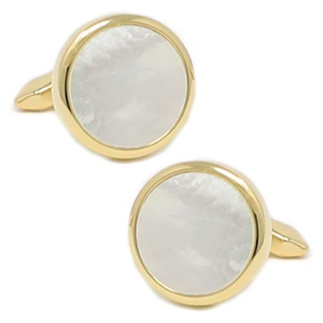 MENDEPOT Mother Of Pearl Cufflinks With Box Men Classic White Stone Cuff Links Wedding Groom Gift (R...