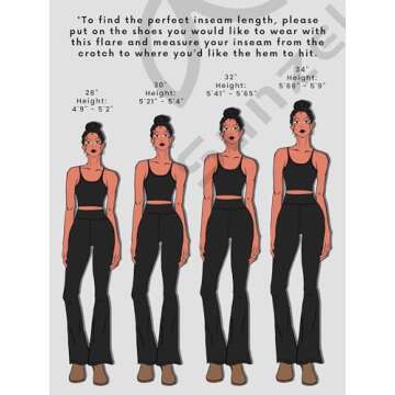 Sunzel Flare Leggings, Crossover Yoga Pants with Tummy Control, High Waisted and Wide Leg, No Front Seam Black Large 30" Inseam