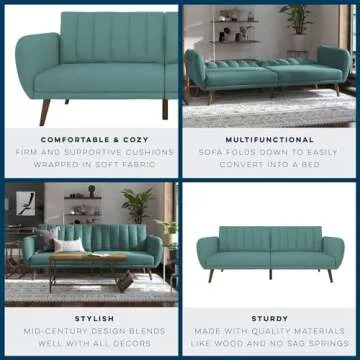 Novogratz Brittany Futon Sofa Bed in Teal