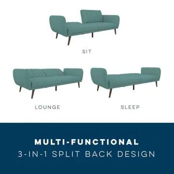 Novogratz Brittany Futon Sofa Bed in Teal